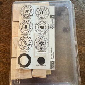 Stampin' Up! Riveting Wood UnMounted Rubber Stamp Set Of 8 Circle Sayings